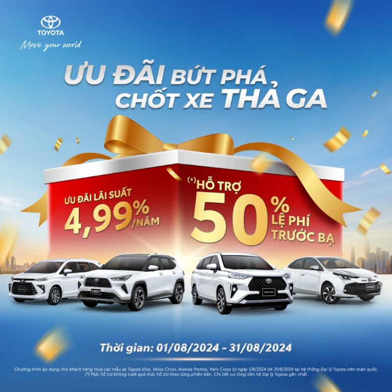 toyota hổ trợ lệ phí trước tháng 8/2024
